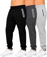 Blue Ice Men's Fleece-Lined Slim-Fit Jogger Sweatpants, 3-Pack Set