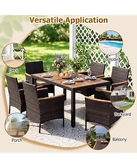 Gymax 7-Piece Patio Dining Set Outdoor Conversation Set w/ Hand-Woven Pe Wicker Mixed
