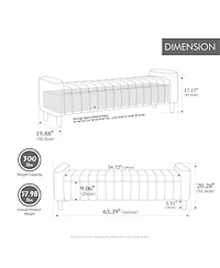 Rainsken 63.4"W Modern Upholstered End of Bed Bench, with Flip-Top Storag, Entryway Benches, Armrests and Solid Wood Legs, for Bedroom