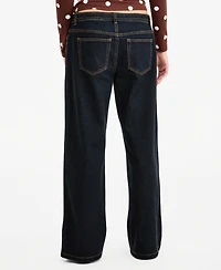 Vanilla Star Juniors' Hero Look Self-Belt Dark-Rinse Wide-Leg Jeans