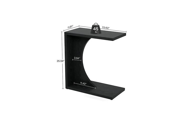 Slickblue Sofa Side Table Nightstand with C-Shaped Design for Space-Saving Use