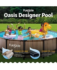 Funsicle 14' x 42" Oasis Round Outdoor Above Ground Swimming Pool, Natural Teak
