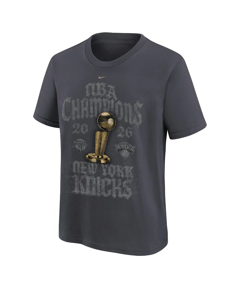 Nike Big Boys and Girls Anthracite New York Knicks 2026 Nba Champions Locker Room T-Shirt
