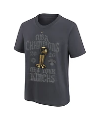 Nike Big Boys and Girls Anthracite New York Knicks 2026 Nba Champions Locker Room T-Shirt