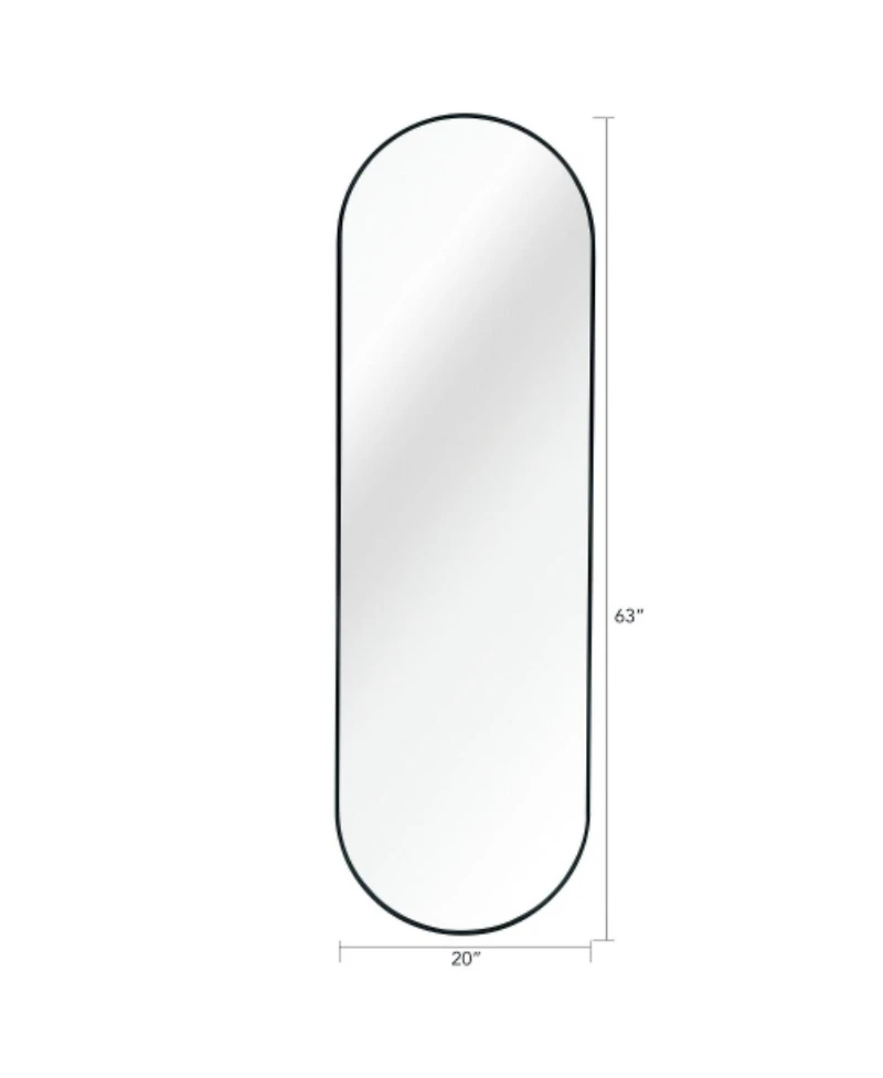 Laoties 63" x 20" Full Length Mirror, Arched Floor Mirror with Metal Frame for Bedroom, Entryway and Dressing Room