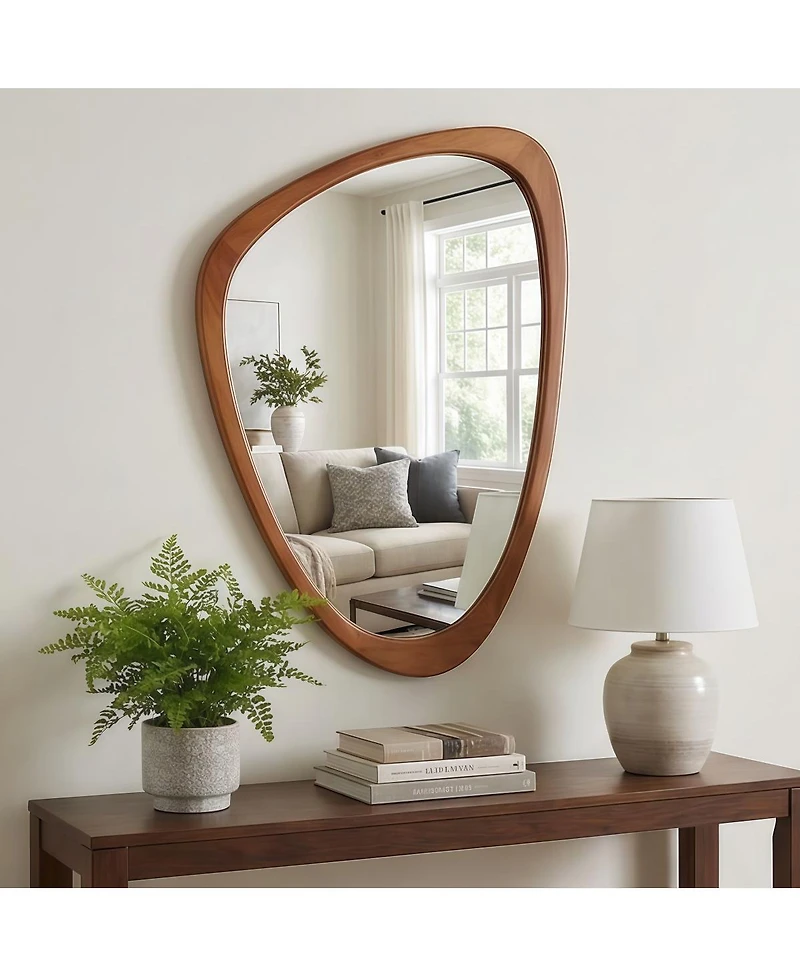 Laoties 20" x 30" Irregular Wall Mirror, Wood Frame Bathroom Vanity Mirror for Entryway, Bedroom and Living Room