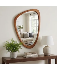 Laoties 20" x 30" Irregular Wall Mirror, Wood Frame Bathroom Vanity Mirror for Entryway, Bedroom and Living Room