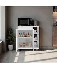 Fm Furniture Way Kitchen Storage Cabinet with Microwave Shelf and Side Open Shelves