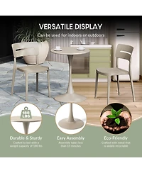 3-Piece Outdoor Metal Dining Table Set And Stackable Resin Patio Chairs