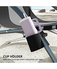 Outsunny Set of 2 Folding Beach Chair with Carry Bag and Cup Holder