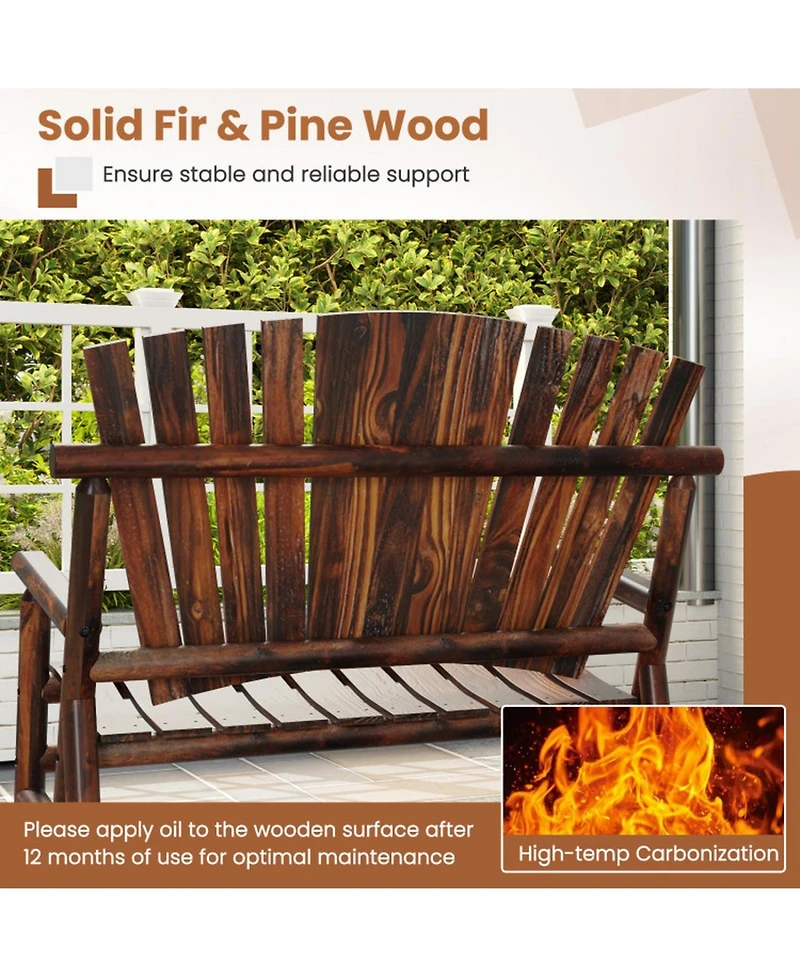 Gouun Outdoor Adirondack Rocking Chair with High Back and Slatted Seat, 660 lb Capacity