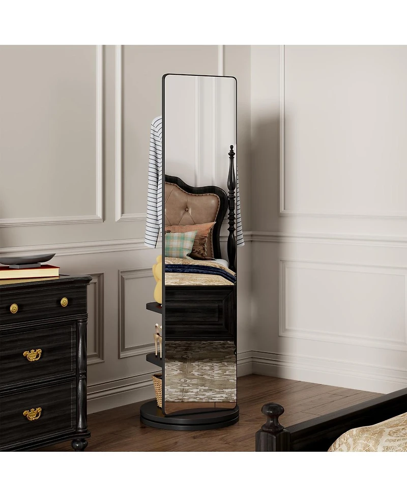 Laoties 69" Full Length Mirror with Stand, 360degree(s) Rotating Wood Freestanding for Bedroom and Living Room