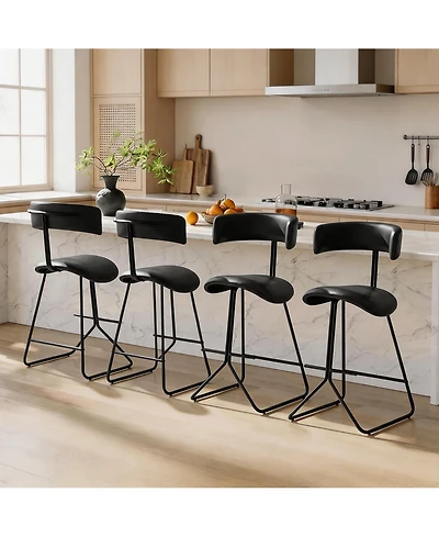 gaomon Set of 4 Outdoor/ Indoor Upholstered Faux Leather Counter Height Bar Stools