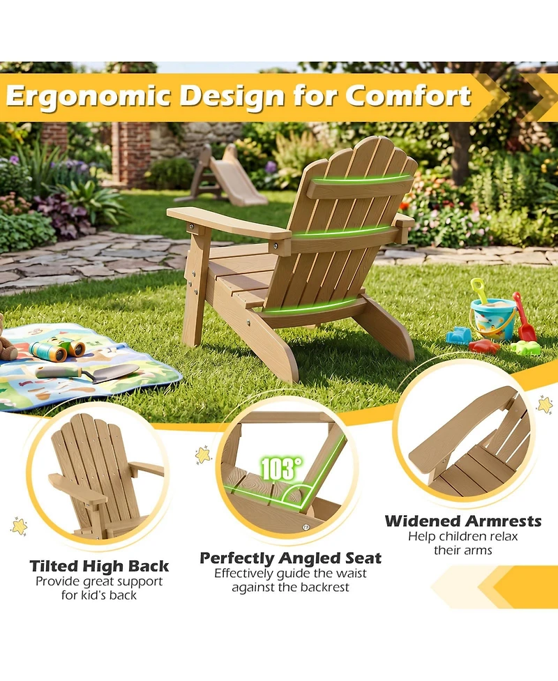Gymax Adirondack Outdoor Chair for Kids with Tilted High Backrest