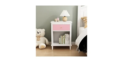 Lucky One 26.8"W Wooden Nightstand with Drawer and Shelf