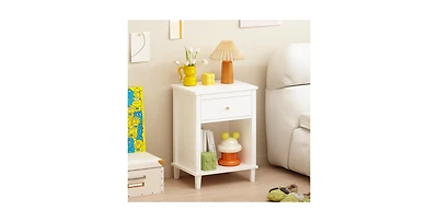 Lucky One 26.8"W Wooden Nightstand with Drawer and Shelf