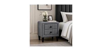 Lucky One 20"W Velvet 2-Drawer Nightstand