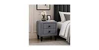 Lucky One 20"W Velvet 2-Drawer Nightstand