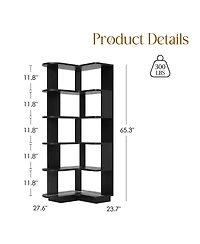 Clihome 5-Tier Freestanding Storage Corner Bookshelf