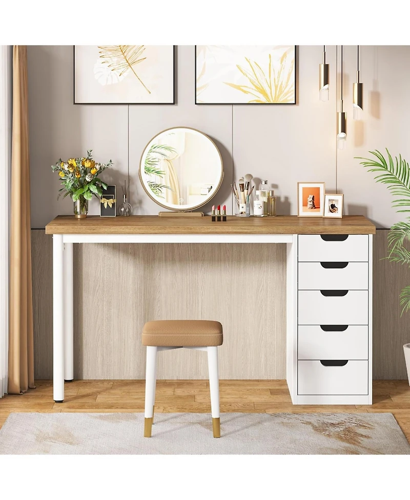 Tribesigns 47 inches Vanity Desk with 5 Drawers, Modern Style