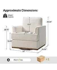 Hulala Home Eartha Farmhouse Upholstered Swivel Accent Armchair with Solid Wood Base