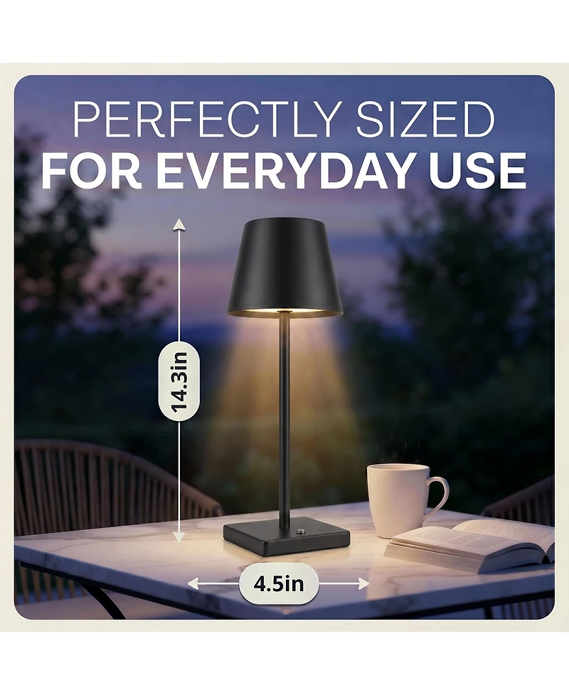 Bell + Howell Modern Design Solar Rechargeable Led Light with 3 Dimmable Modes Portable Table Lamp