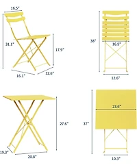 gaomon 3 Piece Metal Folding Patio Bistro Table and Chairs Set