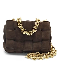 Pre-Owned Bottega Veneta Padded Cassette Suede Chain Bag