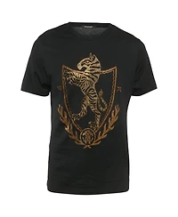 Pre-Owned Roberto Cavalli Men's Crest Crystal Embellished Cotton Knit T-Shirt