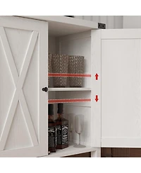 homfan X-Shaped Double Door Sideboard Cabinet, Accent Buffet Server with Storage Shelves for Dining Room Living Room