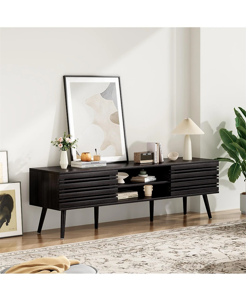 Clihome Mid Century Modern Storage Tv Stands for up to 70"