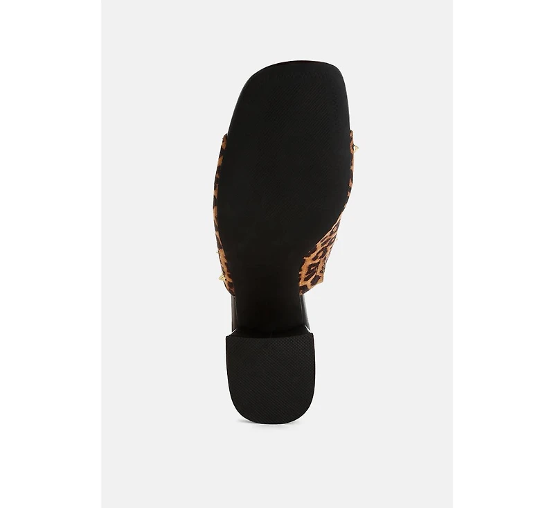Edama Leopard Print Studded Slip Ons