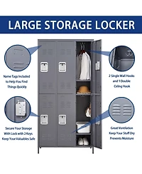 Boyel Living 6 Door 72"H Metal Lockers With Lock for Employees, Storage Locker Cabinet for Home Gym Office School Garage, Gray