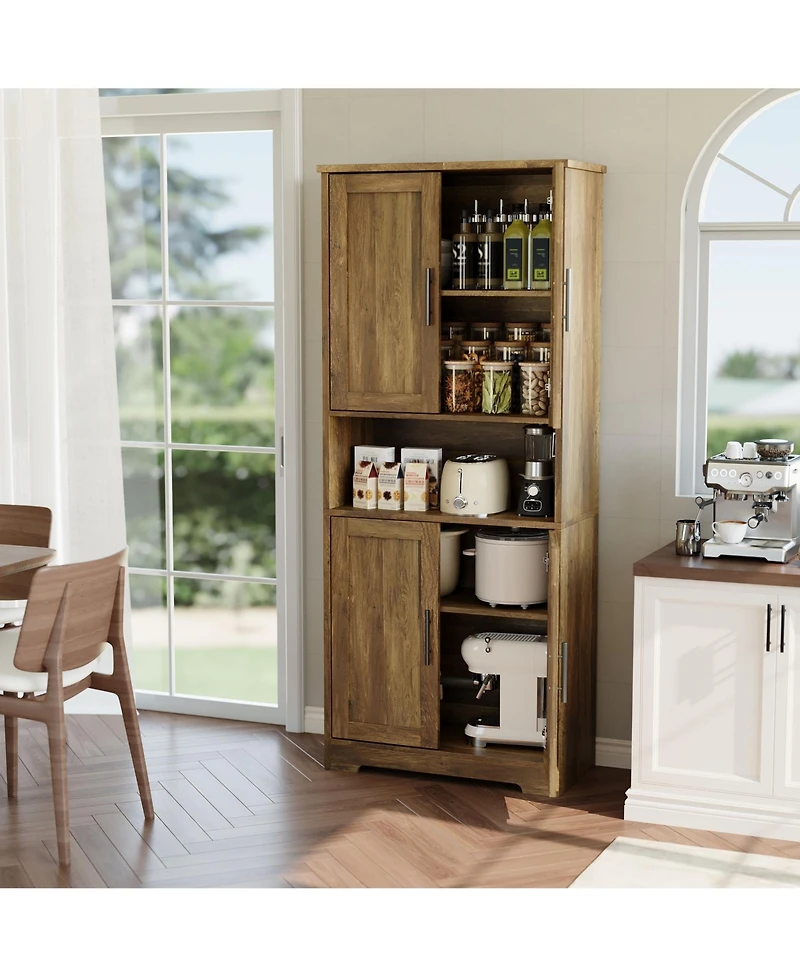 gaomon 70 Inch Kitchen Storage Freestanding Pantry Cabinet for Dining Room, Living Room, Bathroom with Shelf