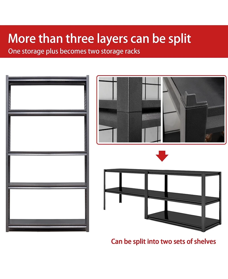 Boyel Living 78"H 5 Tier Metal Shelves for Storage Garage Shelving 2000LBS Heavy Duty Storage Shelves