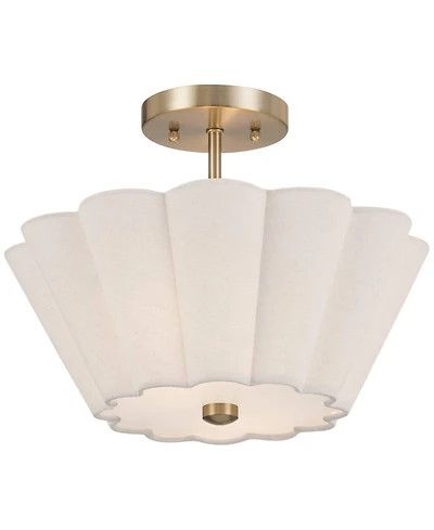 360 Lighting Izeda Wide Satin Brass Fabric 2-Light Ceiling Light