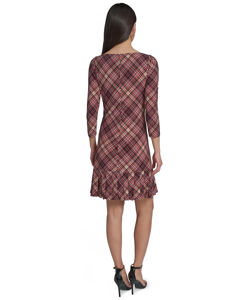 Tommy Hilfiger Women's Crewneck Pleated Hem Shift Dress
