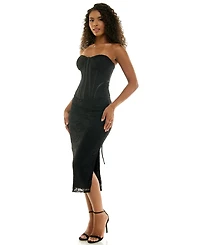 Katia Rae Juniors' Strapless Sweetheart Lace Corset Midi Dress