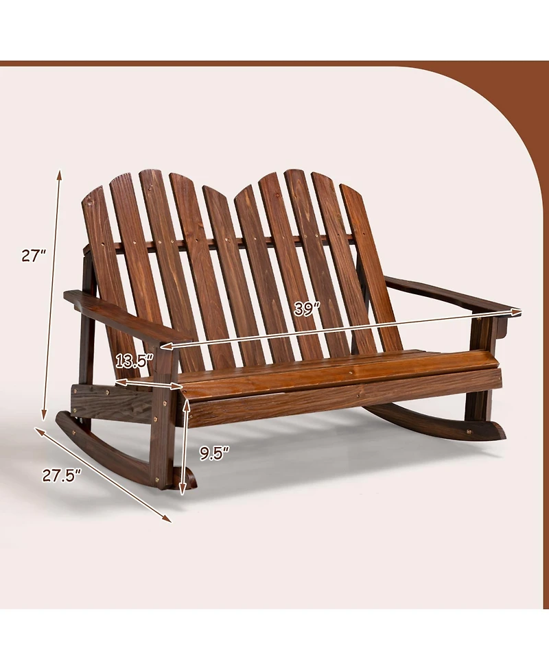 Gymax Adirondack Rocking Chair Kid Backrest Armrest Solid Wood