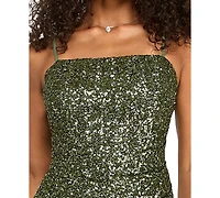 Emerald Sundae Juniors' Square Neck Sequin Mini Dress