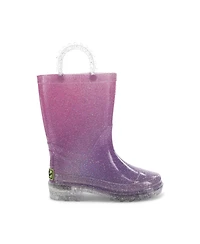 Western Chief Big Girls Glitter Ombre Lighted Rain Boot