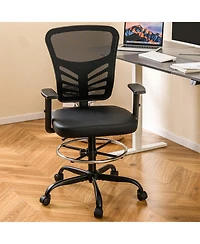 Gouun Mesh Drafting Chair Adjustable Armrests Foot-Ring Lumbar Support