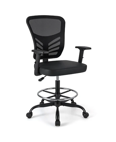 Gouun Mesh Drafting Chair Adjustable Armrests Foot-Ring Lumbar Support