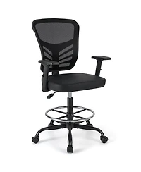 Gouun Mesh Drafting Chair Adjustable Armrests Foot-Ring Lumbar Support