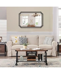 Laoties Bathroom Vanity Mirror with Shelf, Framed Wall for Bathroom, Bedroom and Entryway