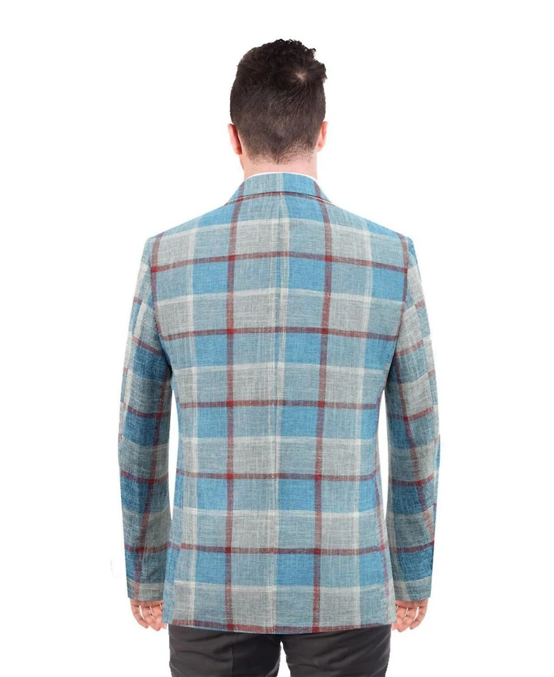 Elie Balleh Men's Slim Fit Plaid Sports Blazer