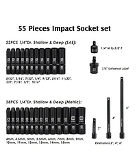 Xdovet Impact Socket Set 1/4inch Drive 50pieces Sae Metric Shallow Deep