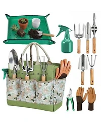 Xdovet Gardening Tool Set Heavy Duty Rust-proof With Tote Bag Repotting Mat
