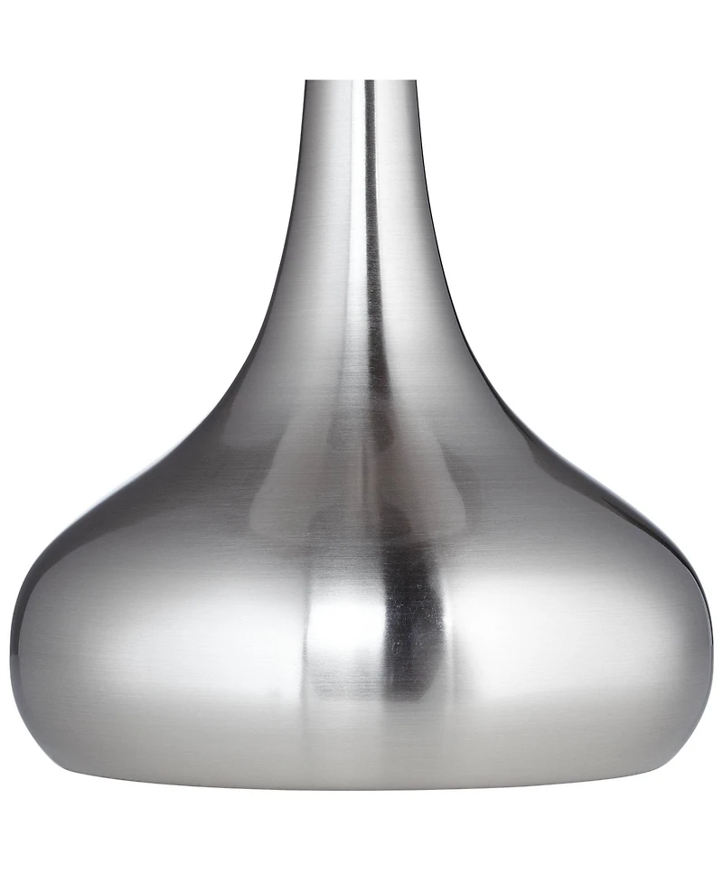 360 Lighting Modern Table Lamps 24.5" High Set of 2 Brushed Steel Droplet White Cylinder Shade for Living Room Family Bedroom Bedside Office