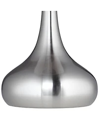 360 Lighting Modern Table Lamps 24.5" High Set of 2 Brushed Steel Droplet White Cylinder Shade for Living Room Family Bedroom Bedside Office